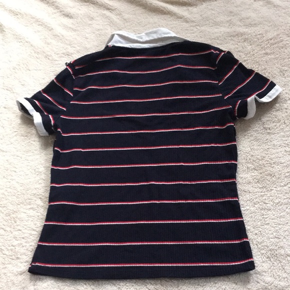 Forever 21 navy ribbed collared stripes t shirt - Picture 2 of 5